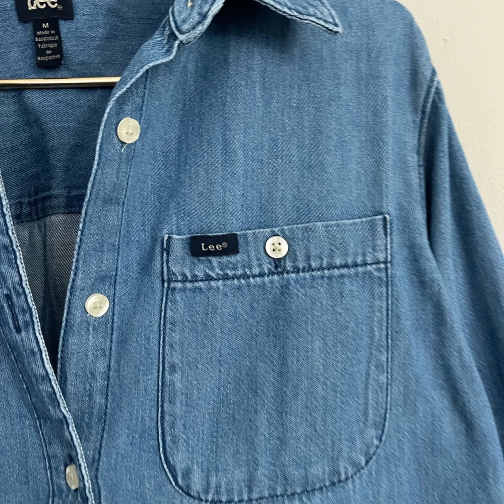 Lee womens Casual 100% cotton Blue Button Down Shirt M - Picture 3 of 8